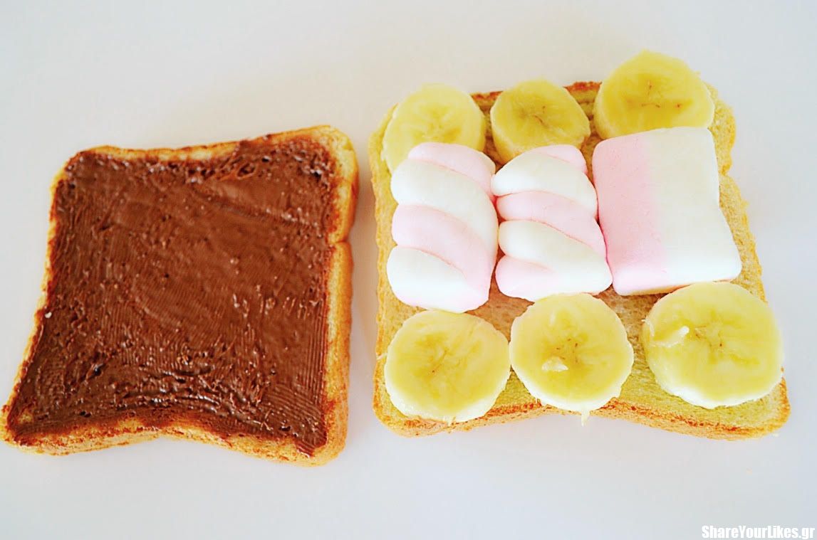 glyko tost me marshmallows banana pralina_step1